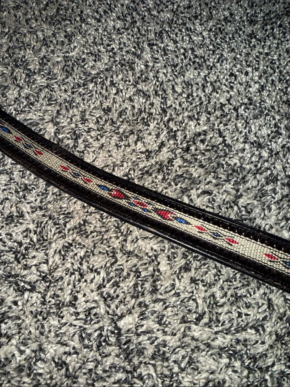 Vintage Genuine Leather Western Belt Woven Southwestern Inlay Brown